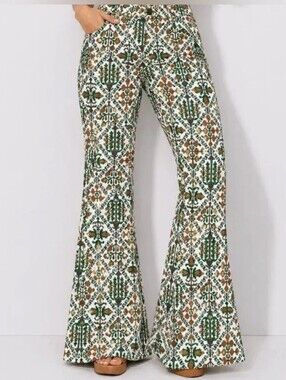 Wrangler High Rise Fierce Flare Jeans Vintage Garden 4x32 Boho Western 70s Retro